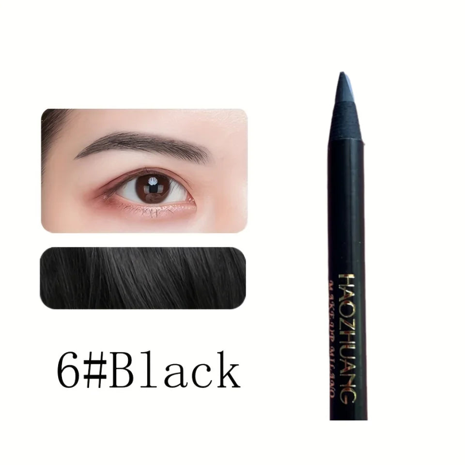 High Quality HAOZHUANG pull Eyebrow Pencil Black Makeup Wild Line Eyebrow Pencil Hard Core Flat Head pen White Waterproof