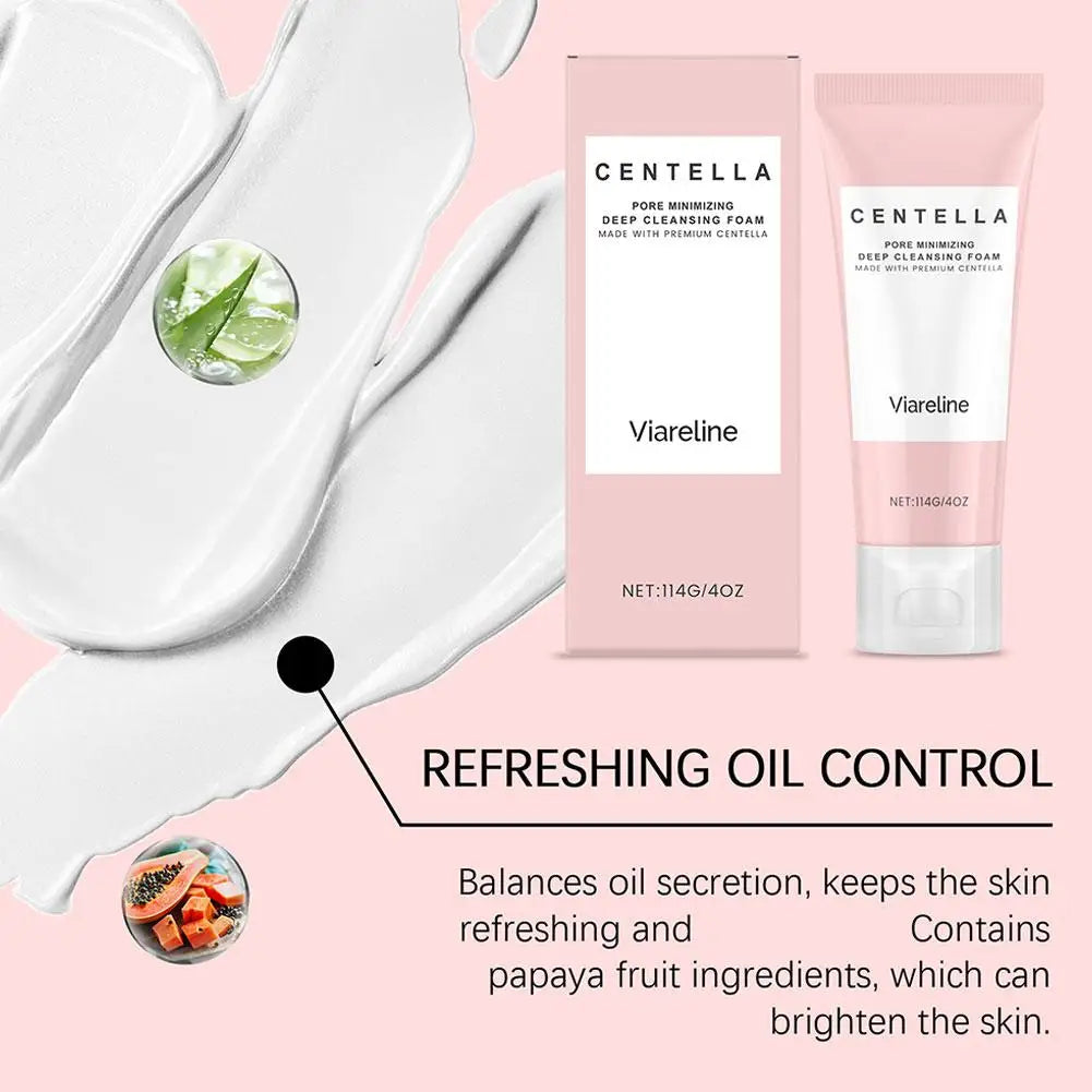 Soothing Centella Asiatica Mild Deep Cleansing Foam Cleanser - Remove Pore Oil Control Exfoliating Refresh Facial Skincare