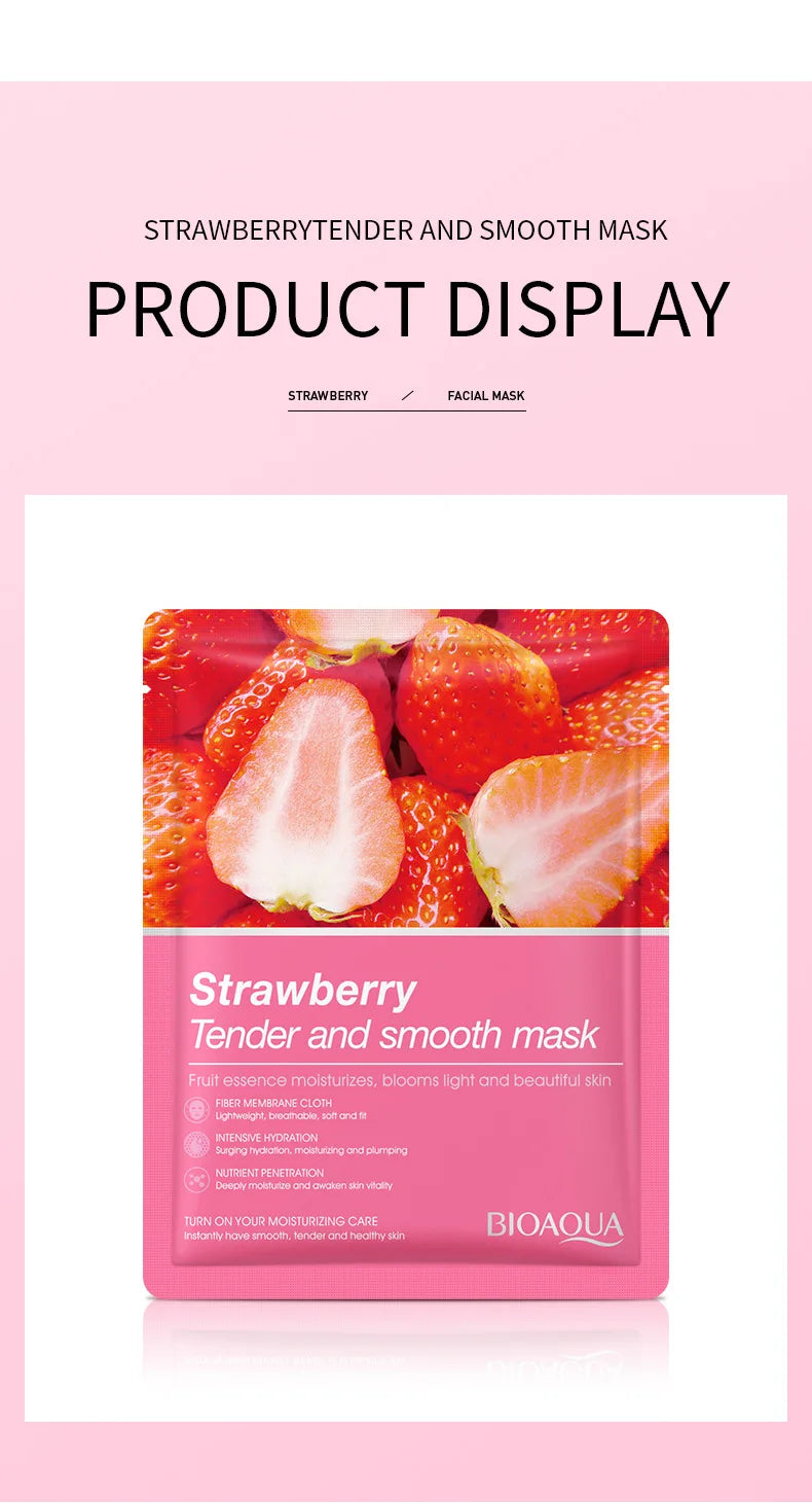 8pcs BIOAQUA Fruit Face Mask Moisturizing Facial skincare Anti-aging Whitening Facial Masks Face Sheet Mask Skin Care Products