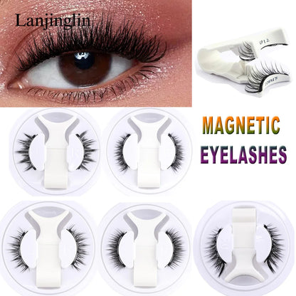 Hot Sale Magnetic Eyelashes 3D Natural False Eyelashes Handmade Faux Mink Lashes No Glue Needed Eyelashes with Magnetic Tweezers