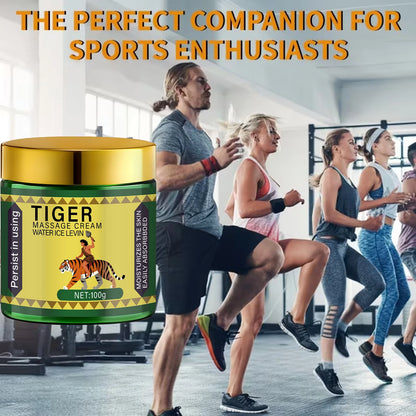 Tiger Massage Cream Moisturizes the Skin; Easily Absorbed. Persistent Soothing; Deeply Nourishing. Water Ice Levin. Net 100g.
