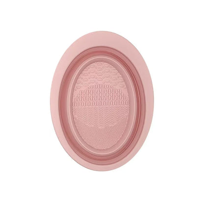 Multi-functional Silicone Makeup Brush Cleaning Bowl Powder Puff Beauty Washing Scrubber Pad with Folding Brush Holder