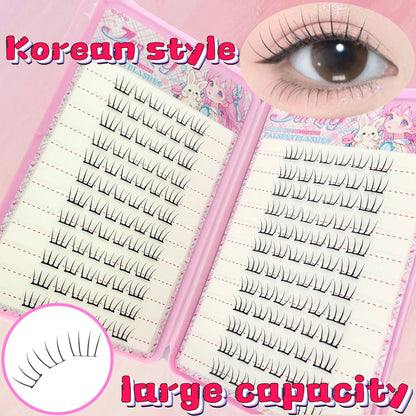 Korean Stylish Self-Adhesive False Eyelashes K-pop Inspired Fluffy Clustered Slender Comic Design for Everyday Use