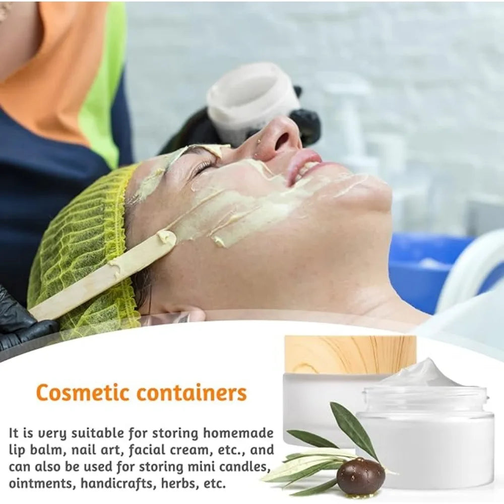 10PCS 5/10/15/20/30/50/60/100g Empty Jars Round Frosted Clear Glass Cosmetics Container Refillable Face Cream Box Pot for Makeup