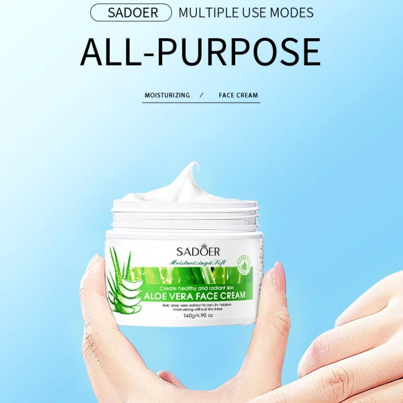 140g Aloe Vera Moisturizing Cream, Rich in Glycerin, Aloe Vera Extract and Other Skin Care Ingredients, Refreshing and Fragrant, Easy to Absorb, Non-Greasy, Makes the Skin Tender, Smooth, Elastic and Radiant, Suitable for Dry