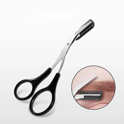 Stainless Steel Eyebrow Trimming Pink/White/Black Scissors with built-in Comb Precise Grooming Tool Creating Perfect Eyebrows