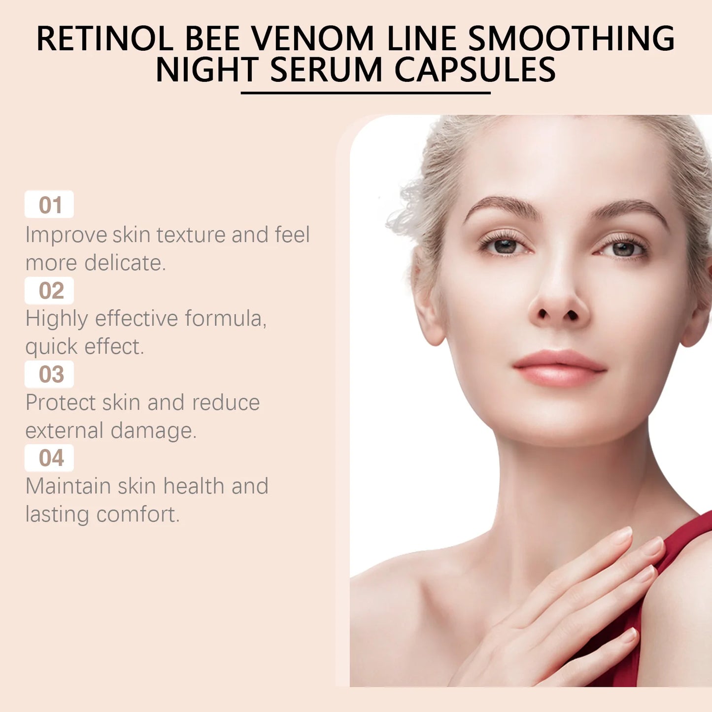 Hoygi Retinol Bee Venom Facial Capsules Gently Moisturize Facial Skin, Tighten and Improve Skin Quality, Moisturizing Capsules