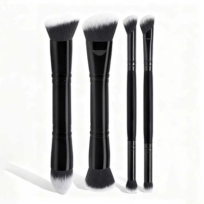 4pcs Basic Makeup Brushes Set With Box Dual-ended Foundations Powder Blush Details for Eyeshadow Brushes Beginner Travel