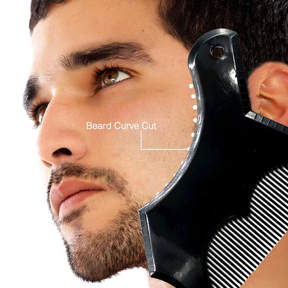 Men's All-in-One Beard Styling Comb - Creative Beard Stencil and Shaping Template Tools for Perfectly Groomed Facial Hair