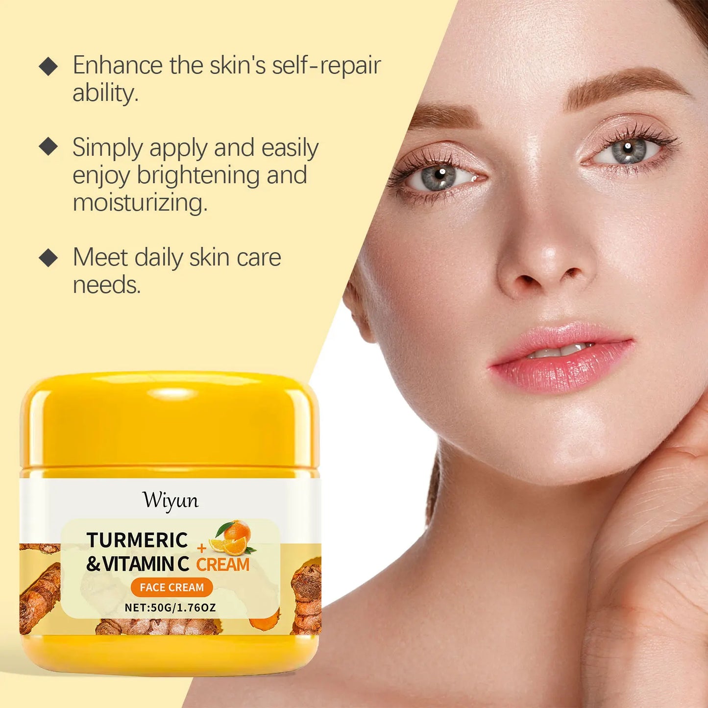 Turmeric Vitamin C Anti-Aging Cream Moisturizing Anti-Wrinkle Collagen Hyaluronic Acid Cream Skin Care Cosmetics 50g