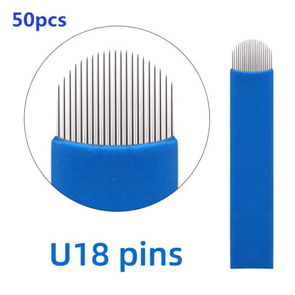 20/50pcs Microblading 0.18-0.25mm Tebori Blades Needles Tattoo Needle 7 9 11 12 14 16 18 21 Pin U shape Eyebrow Needles Makeup