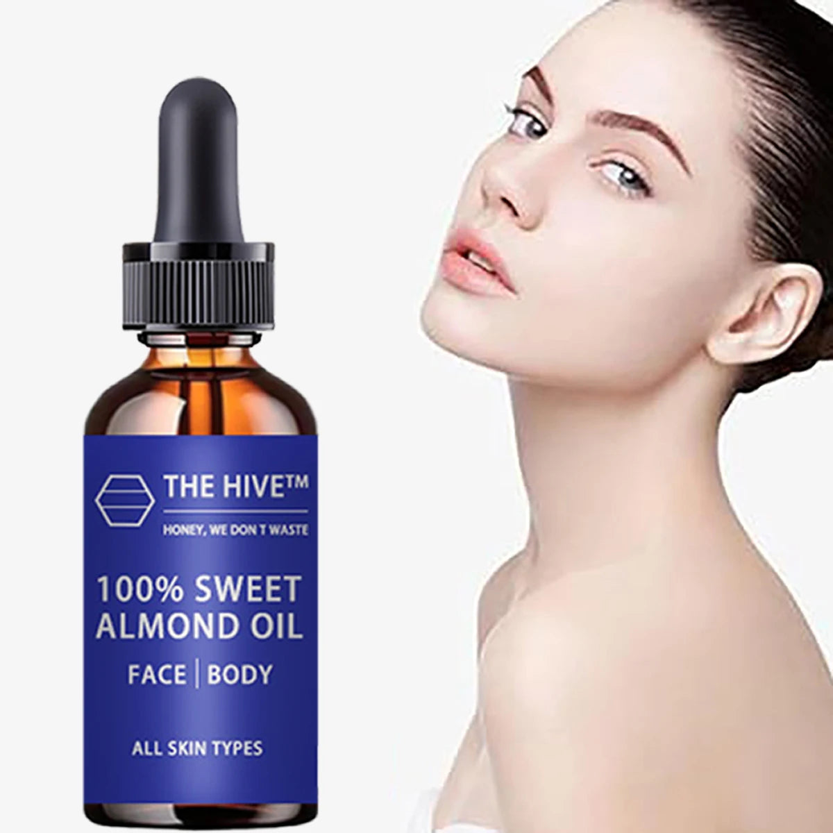 100% sweet almond oil essence shrinks pores, reduces fine lines, nourishes skin, and cleans face