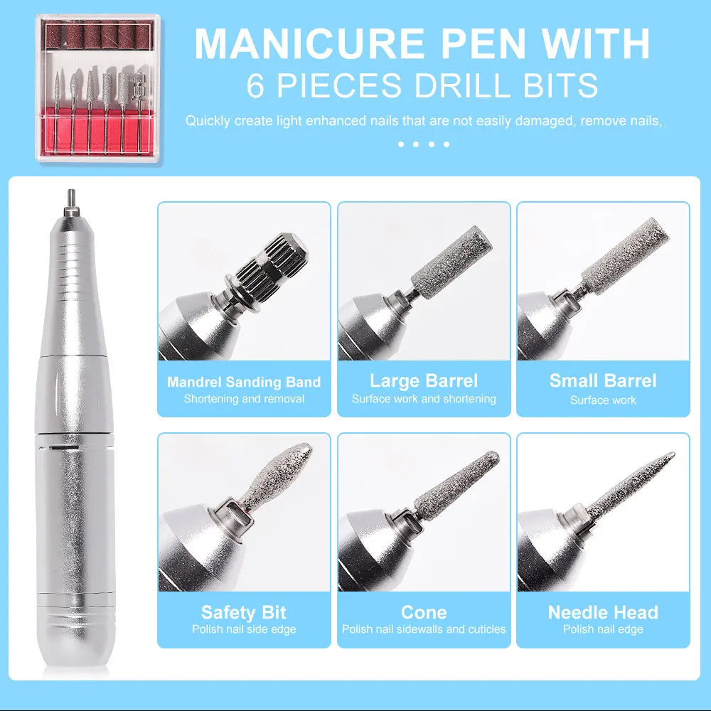 45000 RPM Electric Portable Nail Drill Machine Rechargeable for Gel Nails Polish Portable Nail File Manicure Salon & Home Tools