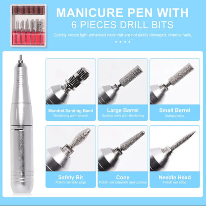 45000 RPM Electric Portable Nail Drill Machine Rechargeable for Gel Nails Polish Portable Nail File Manicure Salon & Home Tools