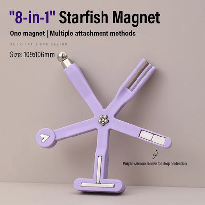 Multi-Functional Starfish Nail Magnet 8-in-1 Nail Art Tool Strong Magnetic Force Stick Anti-Fall Silicone Cover Cat Eye Manicure