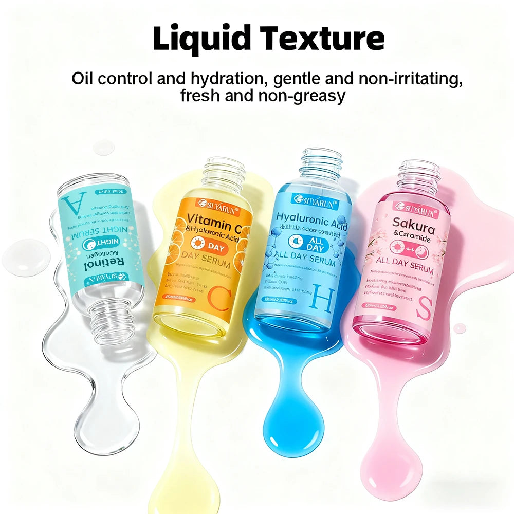 SUYARUN 24H Hydrating Serum ACHS 4-Piece Set – All-Day Moisturizing Facial Essence with Hyaluronic Acid & Vitamins | Anti-Aging
