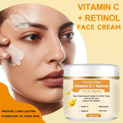 YOUNGCOME Retinol+vitaminC Deep Moisturizing and Firming Face Cream Dark Spots Removal Firming Anti Aging Repair Skin Care