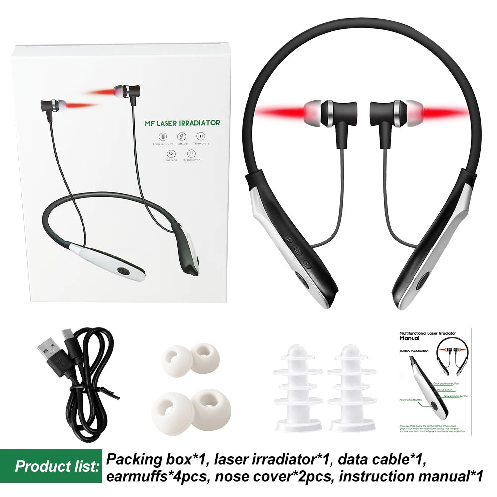 Tinnitus Ear Laser Therapy Device LLLT Rhinitis Sinusitis Treatment 650mm Ear Irradiation Laser for Older Otitis Media Deafness