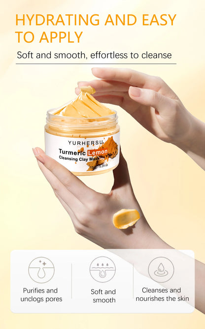 Turmeric and Lemon Deep Cleansing and Pore-Minimizing Clay Mask; Exfoliating and Brightening Clay Mask; Used for Skin Repair.