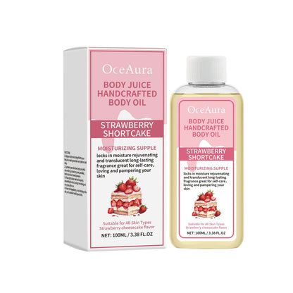 OceAura Vanilla Scented Body Oil Long Lasting Fragrance Moisturizing Skin Rejuvenation Coconut Oil Strawberry Body Massage Oil