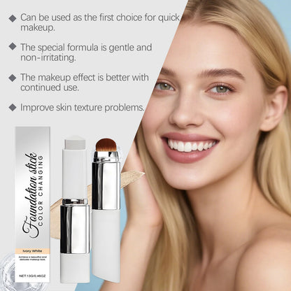 Ivory White Two In One Color Changing Foundation Make-Up Stick Light&Thin Skin CareMatte Natural Makeup Foundation Make-Up Stick