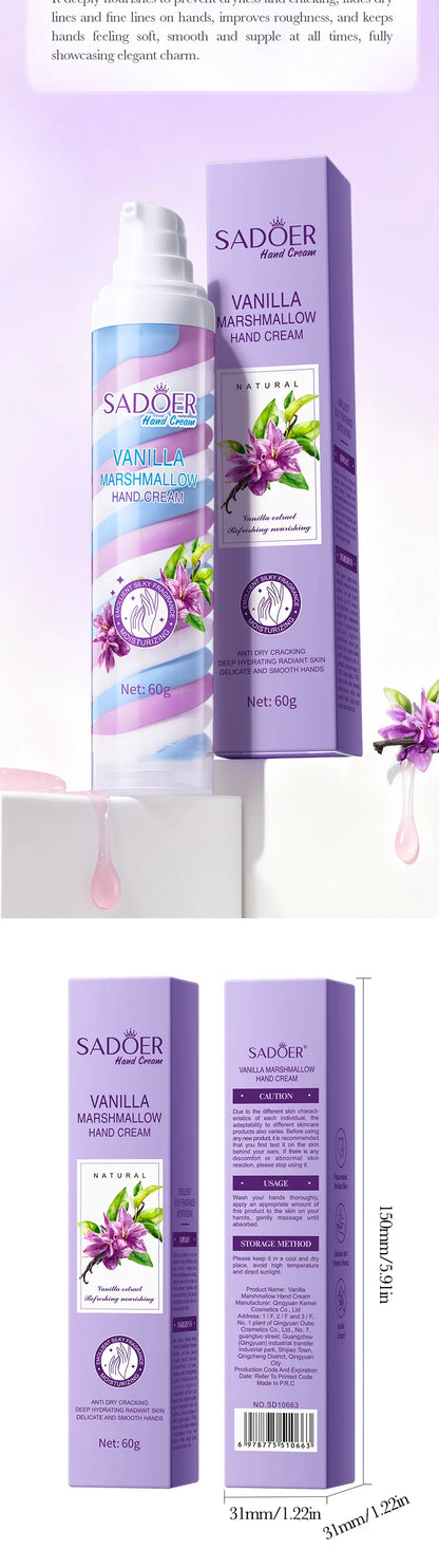 Fruit Marshmallow Hand Cream 60g – Tri-Color Nourishing Formula with Sweet Scent, Deeply Moisturizing Care for Dry Winter Hands