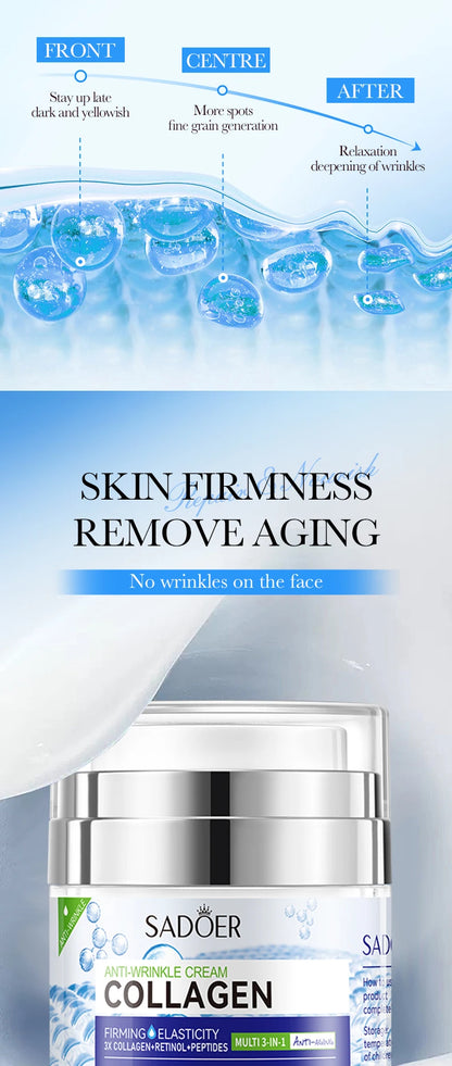 SADOER Vitamin C Collagen Face Cream Anti-aging Moisturizing Whitening Hydrating Facial Cream Day Creams Beauty Face Skin Care