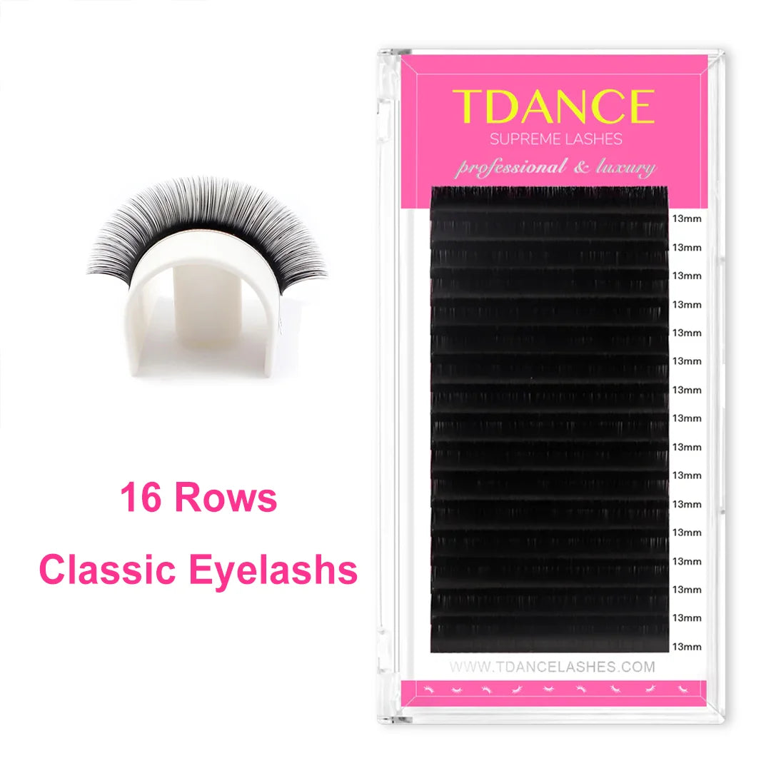 TDANCE 16Rows Classic Lash Dark Black Matte Professionals Soft Natural Faux Eyelash Extension Makeup Beauty Individual Eyelashes