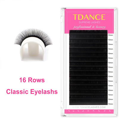 TDANCE 16Rows Classic Lash Dark Black Matte Professionals Soft Natural Faux Eyelash Extension Makeup Beauty Individual Eyelashes