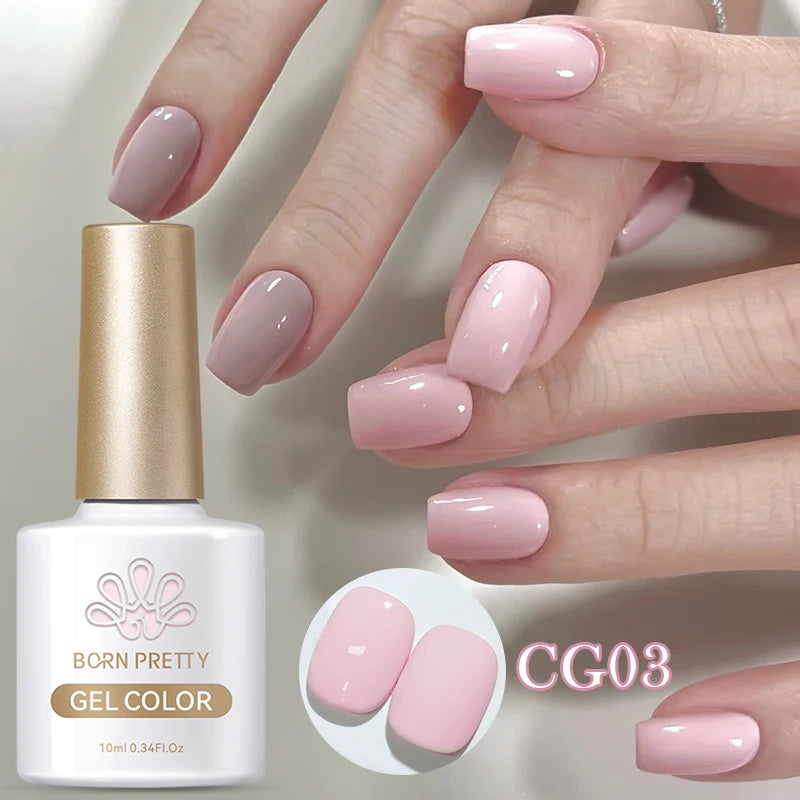 BORN PRETTY 10ml Nude Pink Gel Nail Polish Varnis Semi Permanent Nail Gel Varnish Soak Off UV Gel for Valentine's Day Gift Nails