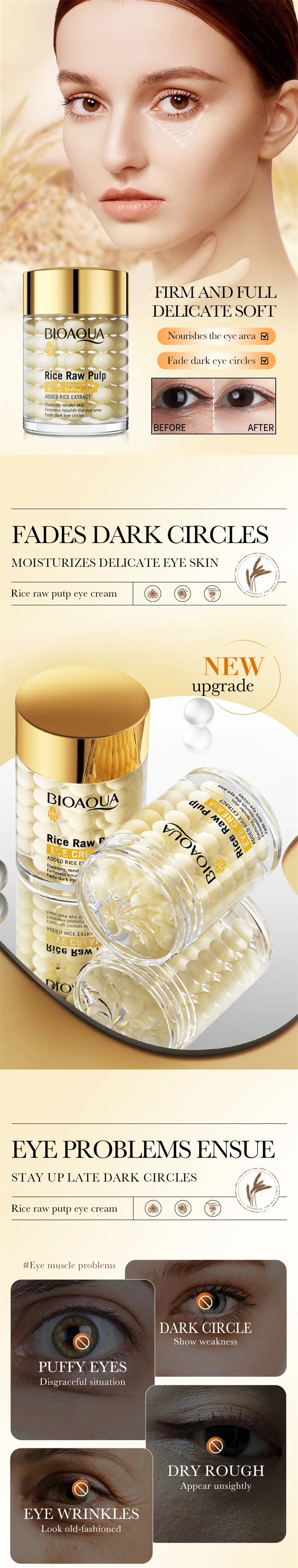 Instant Eye Bag Removal Cream Collagen Anti-Wrinkle Fade Fine Lines Firming Skin Anti Dark Circle Puffiness Brighten Eye Care