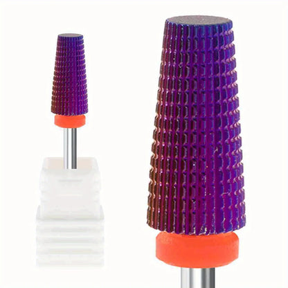 3/32" 5in1 Purple Professional Tungsten Carbide Nail Drill Bits, Unscented Tapered Milling Cutters for Gel Acrylic Removal