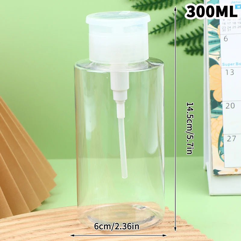 ♥100/150/200/300ml Empty Press Pump Bottle Dispenser Liquid Container Refillable Remover Cleaner Polish Makeup Manicure Tool