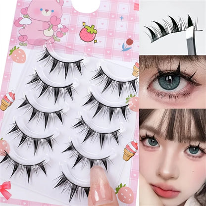 5 pairs of big cat eye style false eyelashes, cosplay comic false eyelashes, naturally soft and comfortable, no burden
