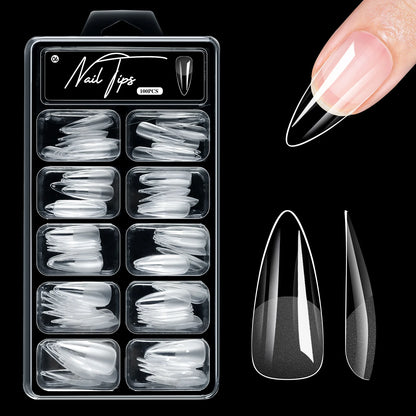 100pcs False Soft Gel Nail Tips Half/Full Cover Double-Use Press On Acrylic Nails Almond Coffin Stiletto Fake Nails Supplies