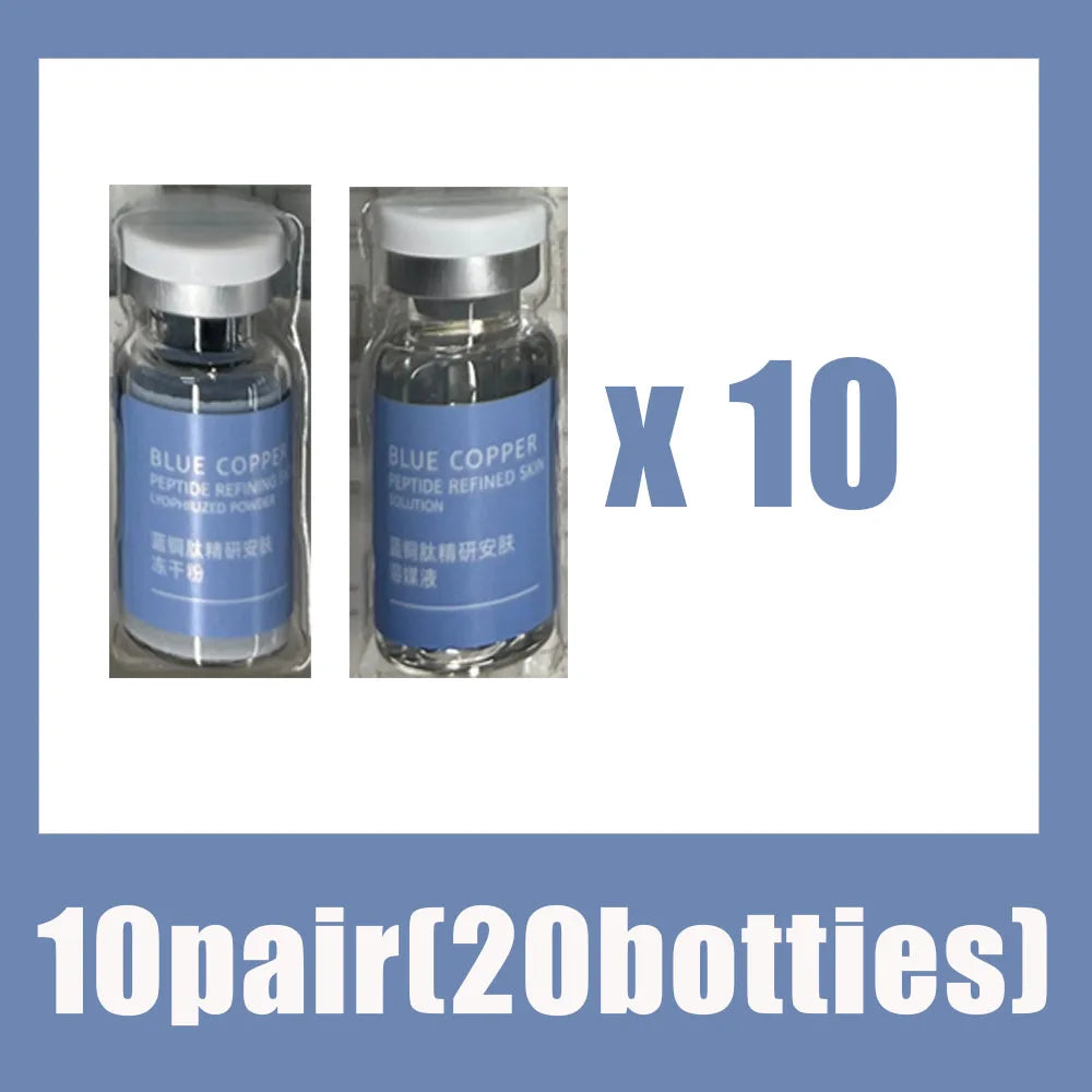 Blue Copper Peptide Freeze-Dried Powder Set Oligopeptide Anti Wrinkle Essence Shrink Pores Acne Treatment Skincare Serum