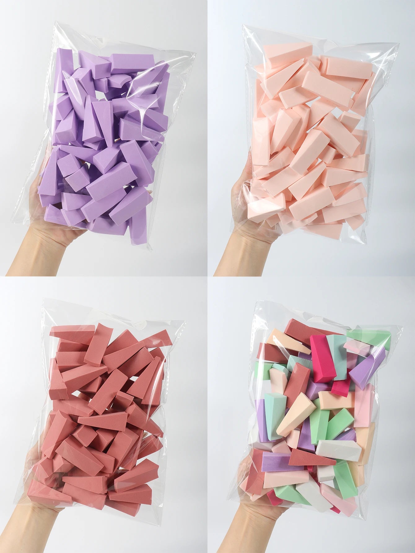 50 Pieces of Random Color Facial Curve Mixed Makeup Sponge, Latex-Free, Small Wedge-Shaped Smooth Application Beauty Sponge Applicator