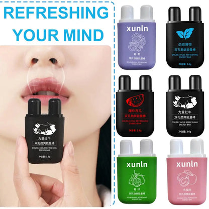 6 Scents Double Hole Energizing Energy Bar Aromatherapy Nasal Inhaler Energy Vapors Stick Aromatherapy Stick Stimulating Scent