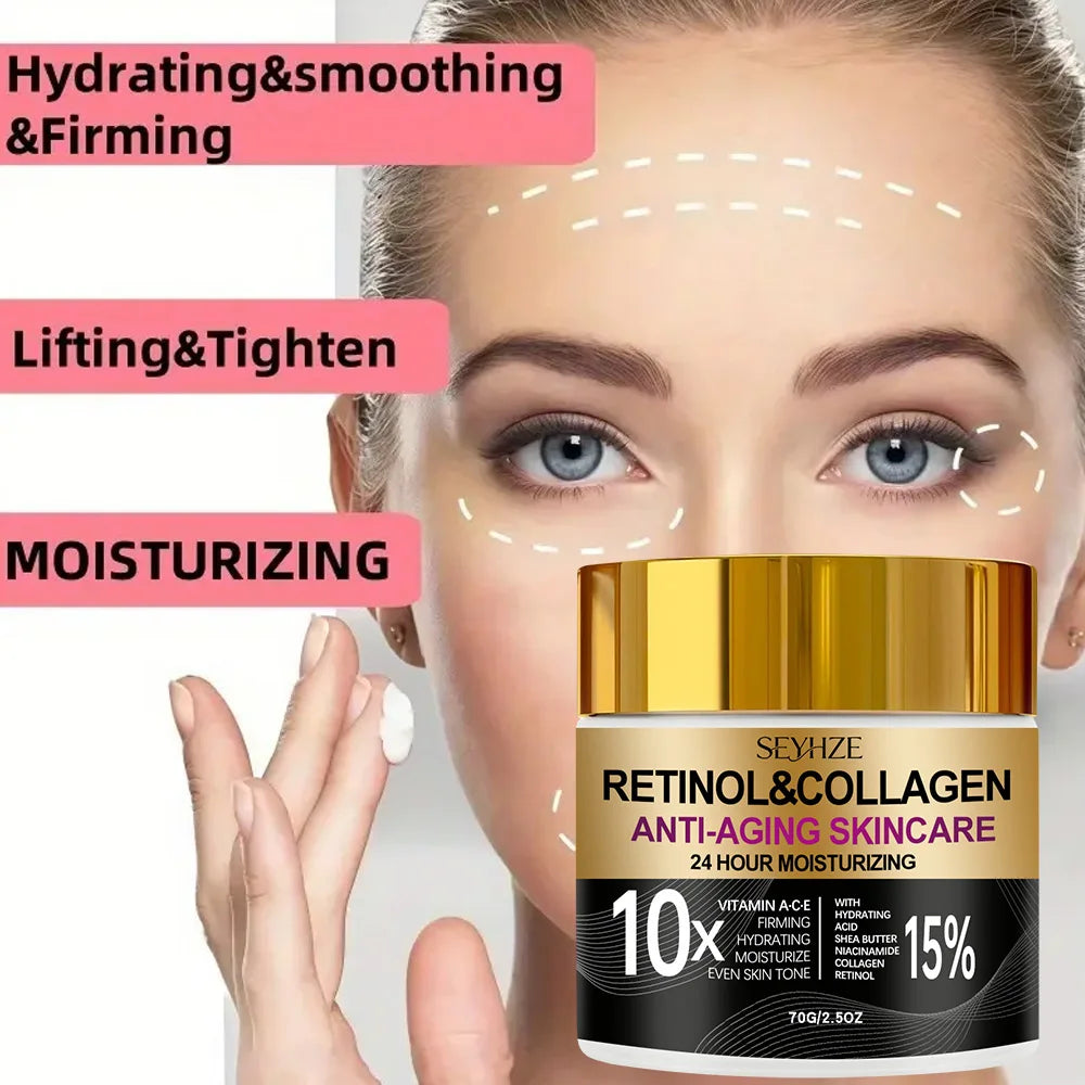 SEYHZE Retinol Collagen Moisturizing Day And Night Cream 15% Vitamin a B C E Shea Butter Hyaluronic Acid Niacinamide Plant Extra