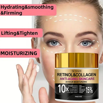 SEYHZE Retinol Collagen Moisturizing Day And Night Cream 15% Vitamin a B C E Shea Butter Hyaluronic Acid Niacinamide Plant Extra