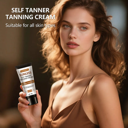 YUITIKUE Sunless Self Tanner Tanning Cream  Face & Body Use  Zero Sunburn  All Skin Types  Full Body Coverage 60g