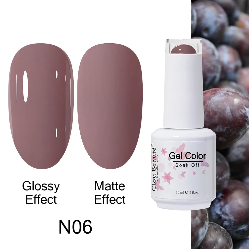 Clou Beaute 15ml Nail Gel Polish Warm Color Dark Red Brown Semi Permanent Nail Art Manicure Soak Off LED UV Varnishes Lacquer
