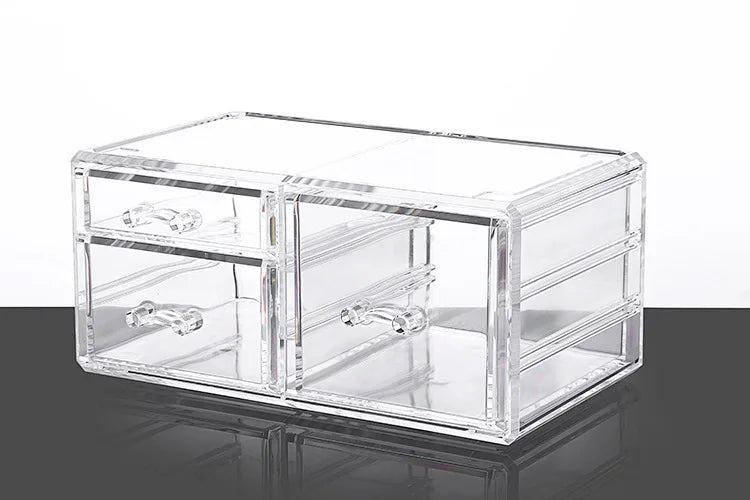 Table Transparent Plastic Makeup Organizer Multi-type Drawers Skincare Product Storage Box 3 Layers Case