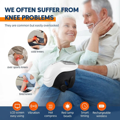 Knee Massager Smart Red Light and Massage Therapy for Swelling Stiff Joints Stretched Ligament and Muscles Injuries Gifts