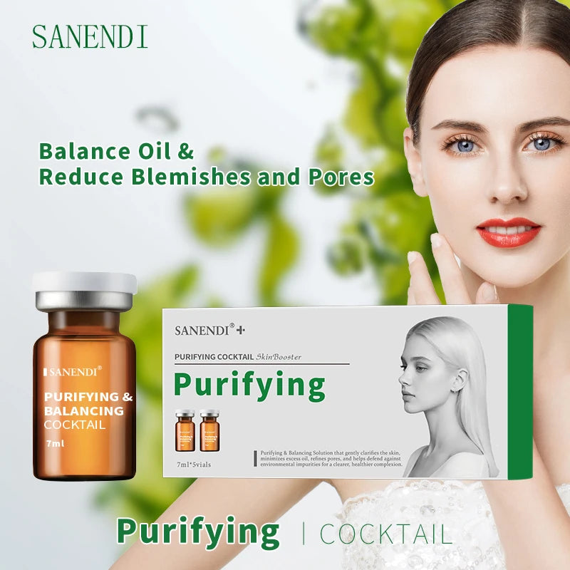 Sanendi Cocktail Serum for Facial Ampoule Hyaluronic Acid Dermapen Purifying Hydrating Skinbooster Korean Skincare Set 7ML*5Vial