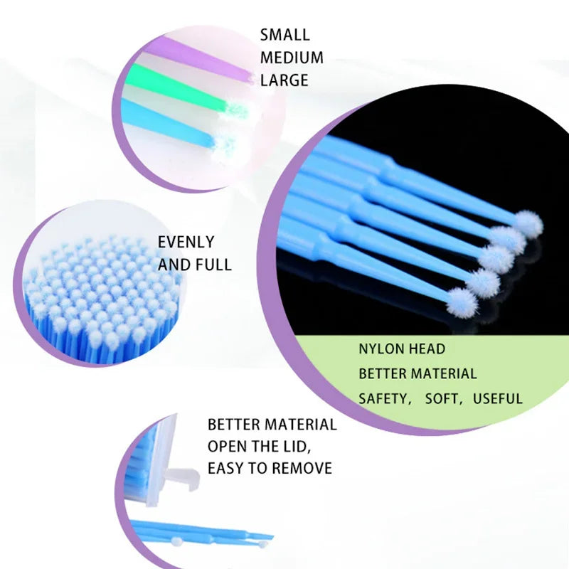 500 - Piece Lot of Eyelash Extension Cleaning Swabs - Ideal for Lash Lift Glue Removal, Microblade Makeup & Micro Brush
