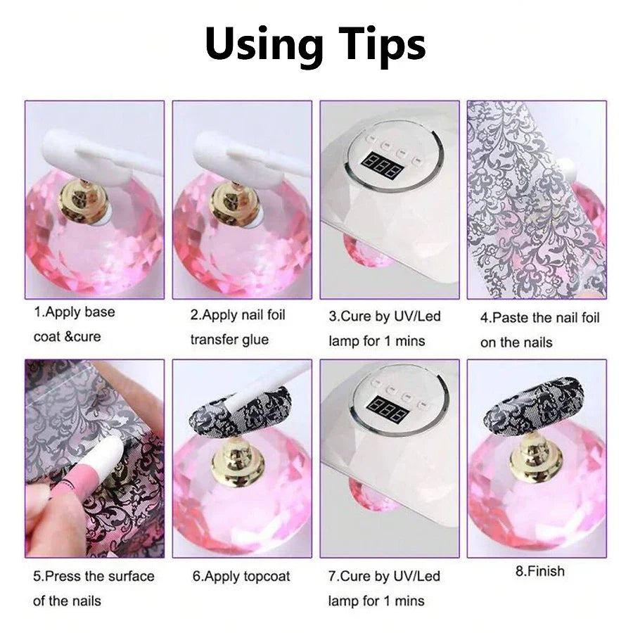 10Pcs Angel Nail Foil Stickers Starry Sky & Flower Nail Art Decals Sliders Wraps for DIY Nail Decoration
