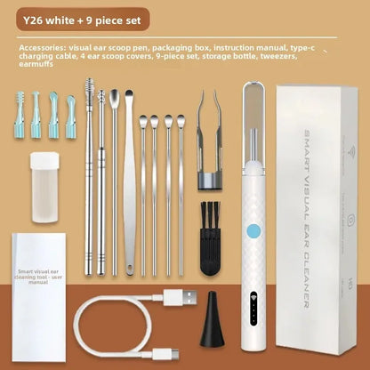 Wireless Ear Cleaner with Camera Ear Spoons and Clips WiFi Connection Waterproof Rechargeable Ear Wax Removal Tool