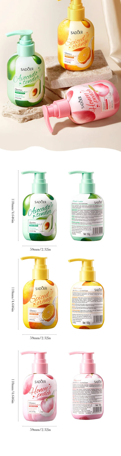 150g SADOER Fruits Hand Cream Moisturizing Whitening Anti Wrinkles Anti-Aging Hydrating Hands Skin Care Products