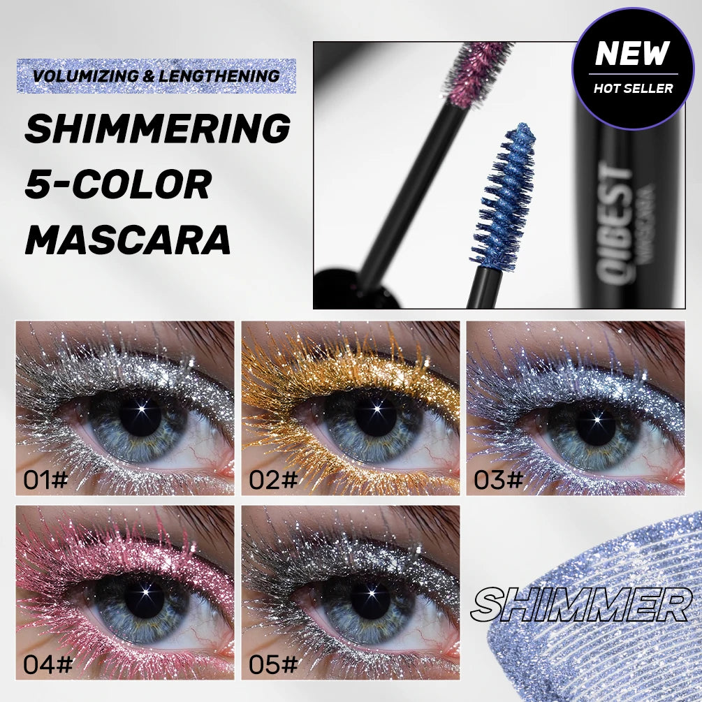 Pink Diamond Mascara Sweat Proof Glitter Eyelashes Shining Sequins Quick Dry Lasting Curling Thick Length Mascara Shimmer Makeup